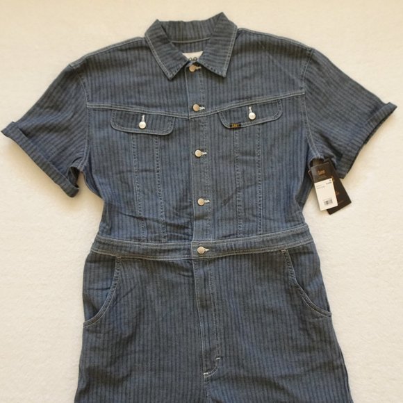 LEE Denim Romper Size XL Blue Short Union Alls Vintage Modern - Picture 3 of 14